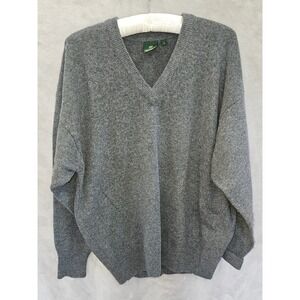 Nordstrom Mens XL V-Neck Sweater 100% Lambswool Heather Grey Heavyweight Knit